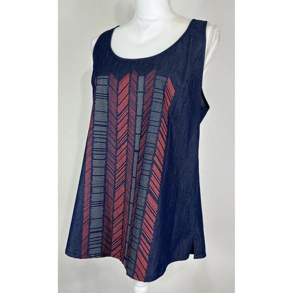 Make It Good Aztec Boho Print Navy Sleeveless Top/Tank Size Large - Picture 5 of 10